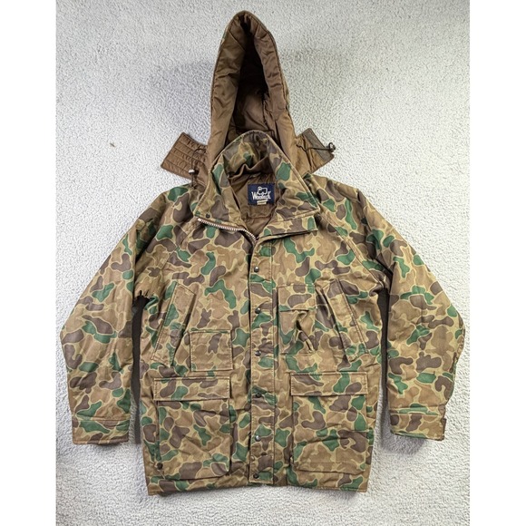Woolrich Other - VTG Woolrich Frogskin Camo Hunting Jacket Thinsulate Hooded Made In USA Mens L
